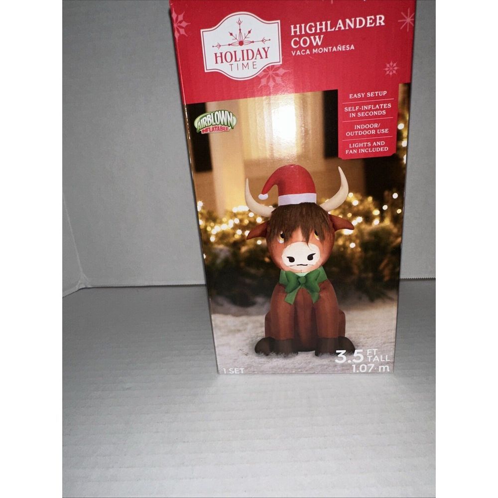 Holiday Time Airblown‎ Inflatable Christmas Scottish Highlander Cow 3.5'